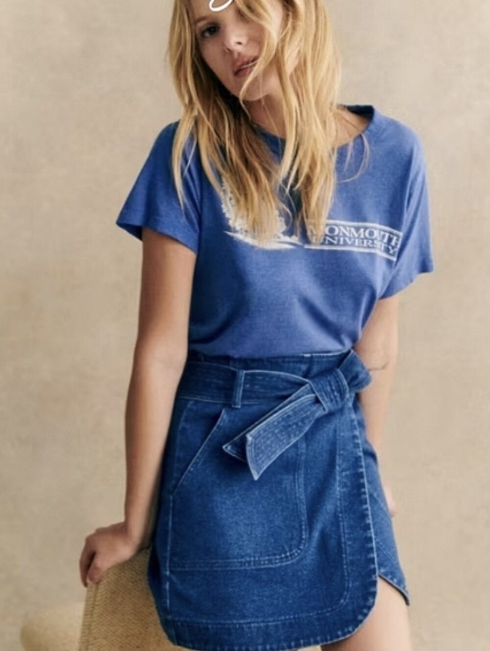 Sezane Lana Skirt Dark Denim 36 NWOT